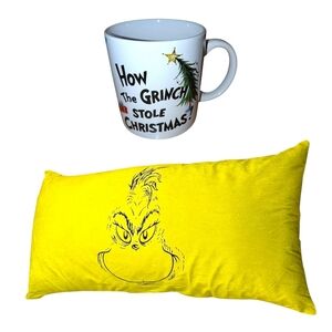 Dr Seuss How The Grinch Stole Christmas Mug 16oz & Body Pillow Bundle Set Max